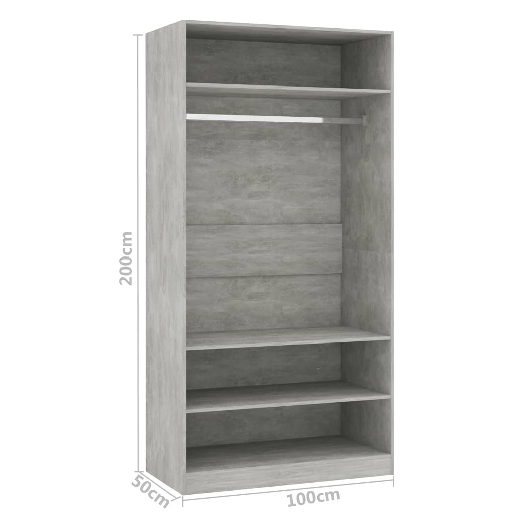 Wardrobe Concrete Grey 100x50x200 cm Chipboard